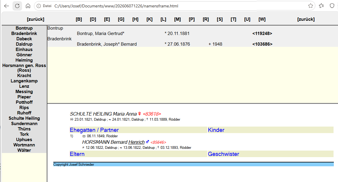 HTML Export Ergebnis