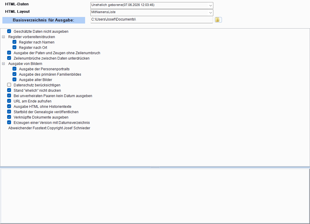 HTML Export vorbereiten