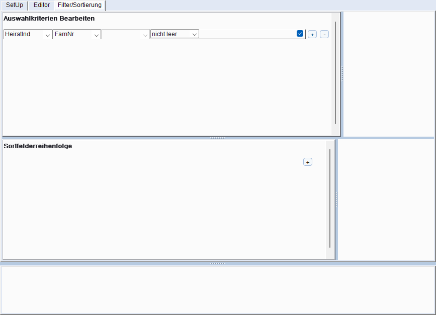 Listeneditor – Filter-Seite