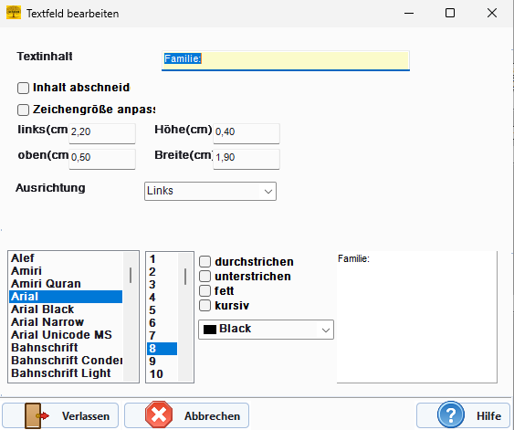 Textfeld-Editor