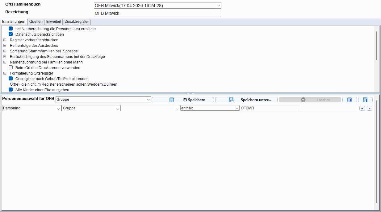 OFB-Dialog Tab Einstellungen