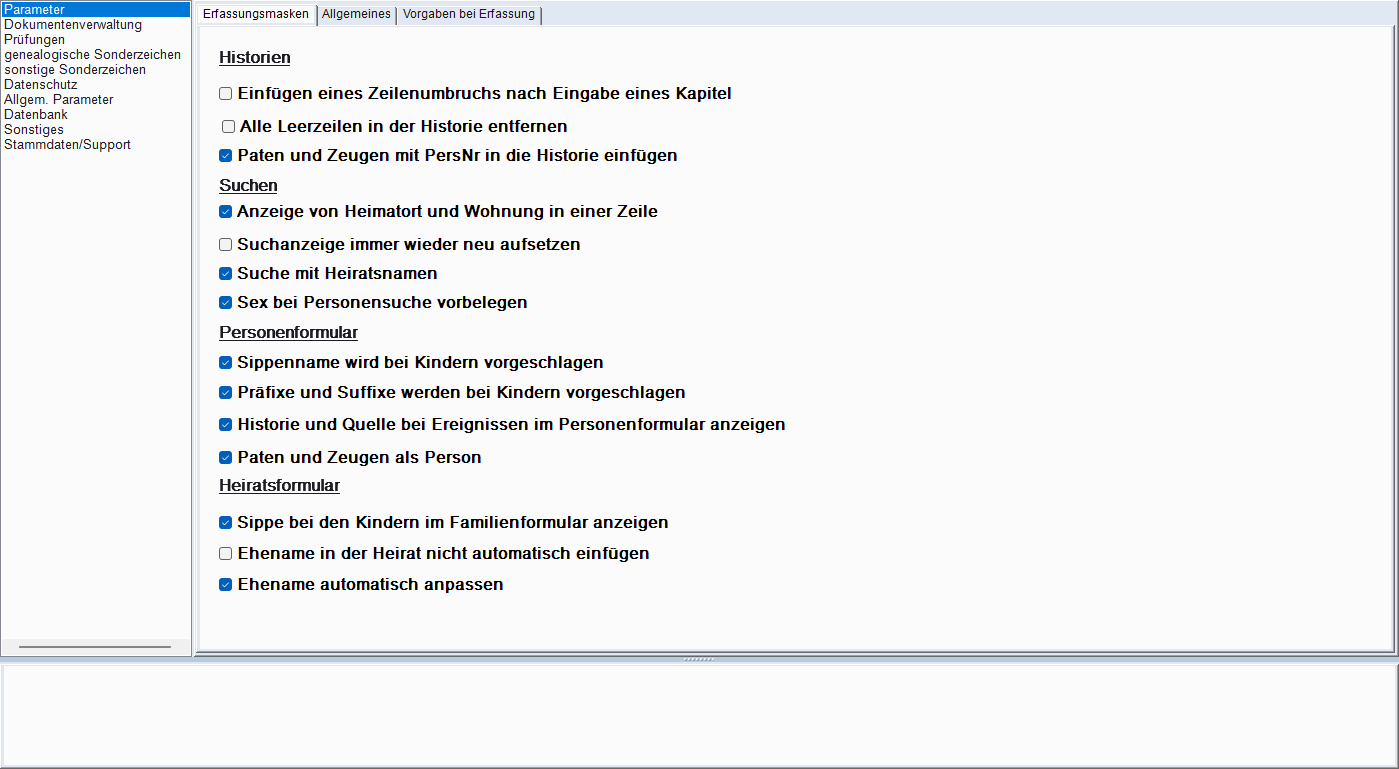 Einstellungen-Formular, Tab Erfassungsmasken