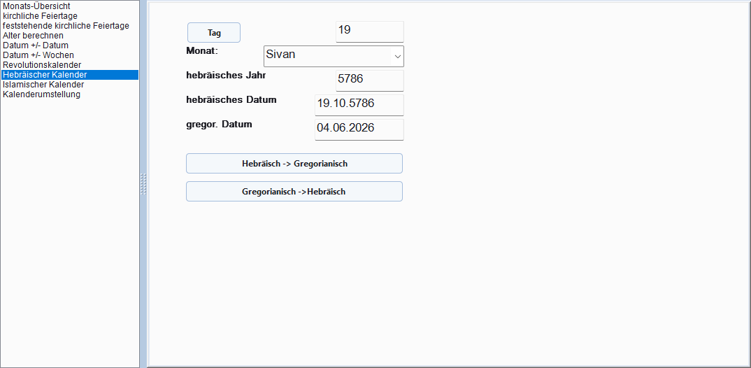 Genealogiekalender – Hebräischer Kalender