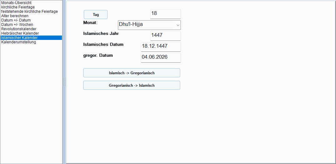Genealogiekalender – Islamischer Kalender