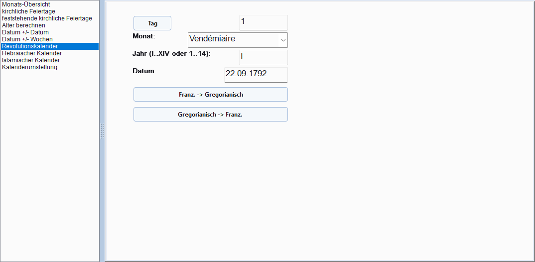 Genealogiekalender – Französischer Revolutionskalender