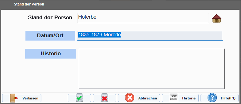 Stand-Erfassung mit Ort, Datum und Notizen